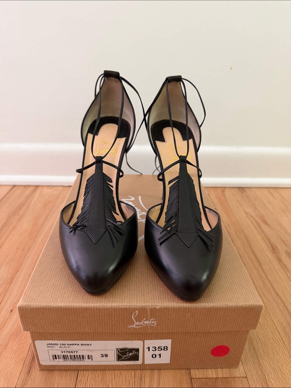 Christian Louboutin Janidi 100 Black Leather Lace-Up D'Orsay Heels